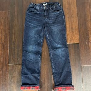VGUC Cat and Jack plaid Flannel lined jeans, boys size 10 husky